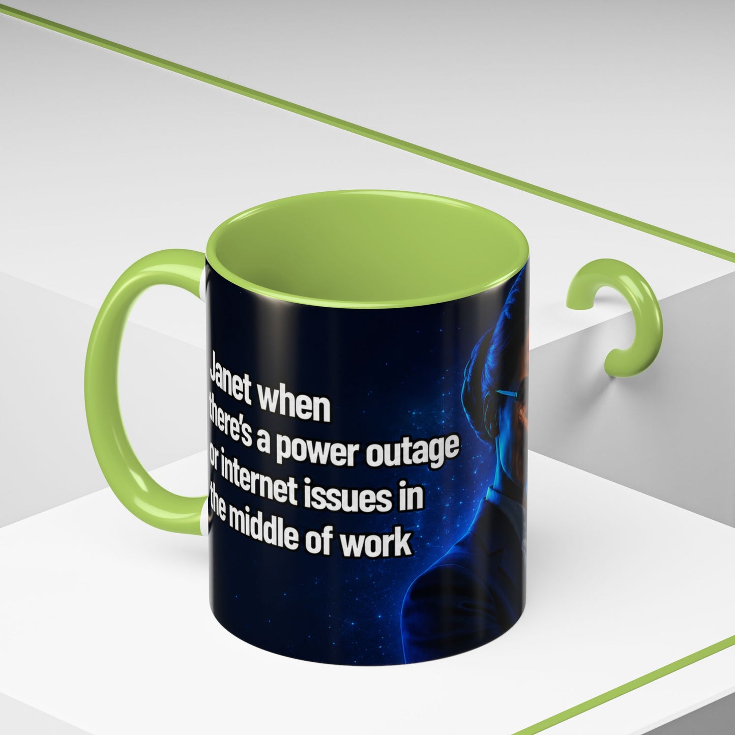 Janet Meme Mug – “Power Outage or Internet Issues” (EUROPEAN FULFILLMENT)