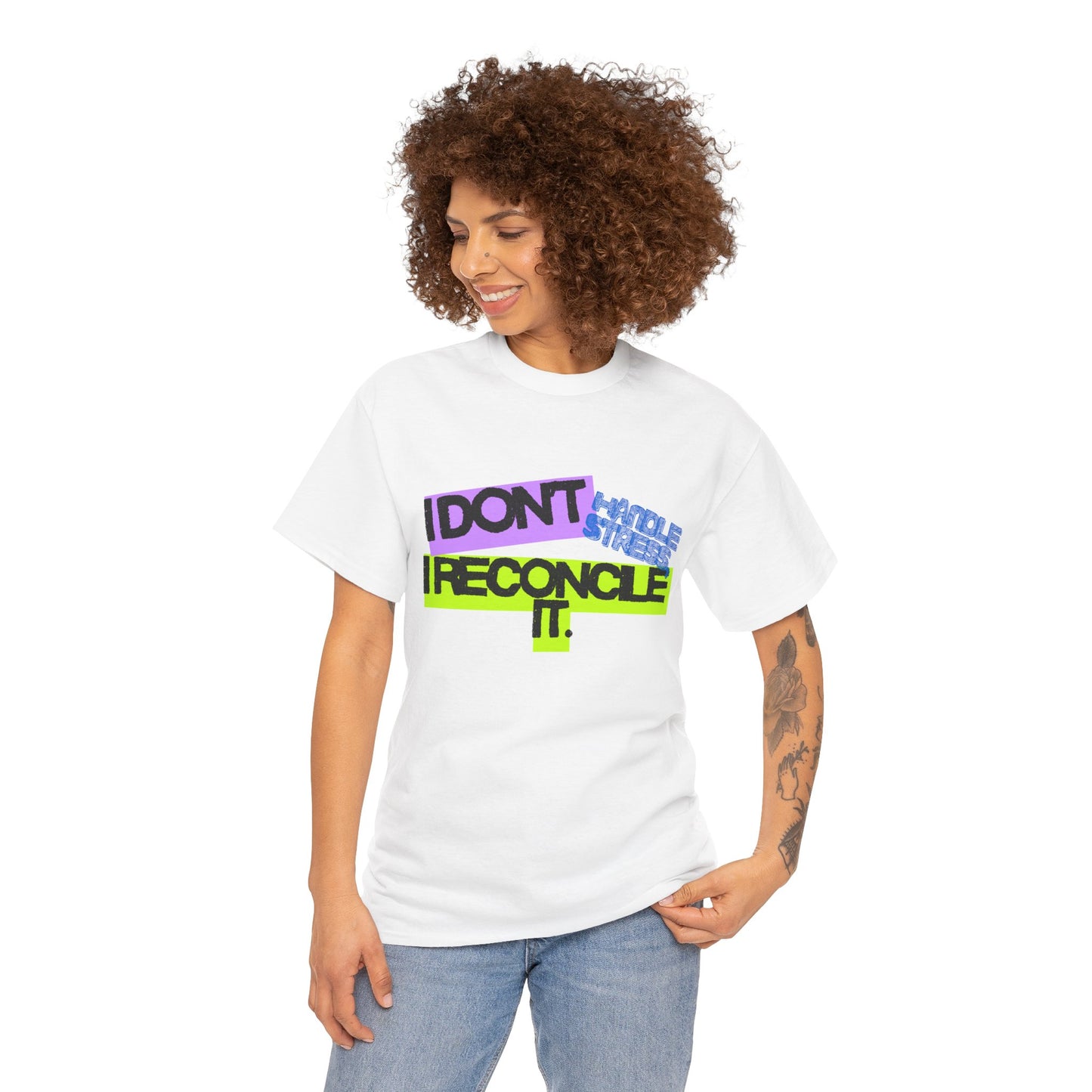 Unisex Heavy Cotton Janet From Accounts Tee - 'I Don't Handle Stress, I Reconcile It'
