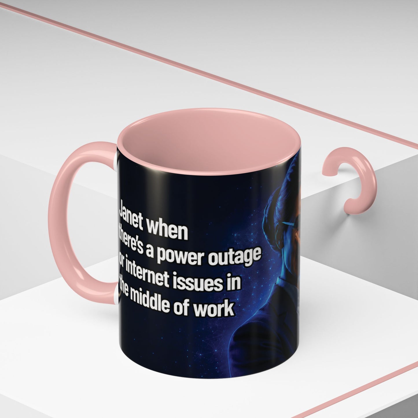 Janet Meme Mug – “Power Outage or Internet Issues” (USA FULFILLMENT)