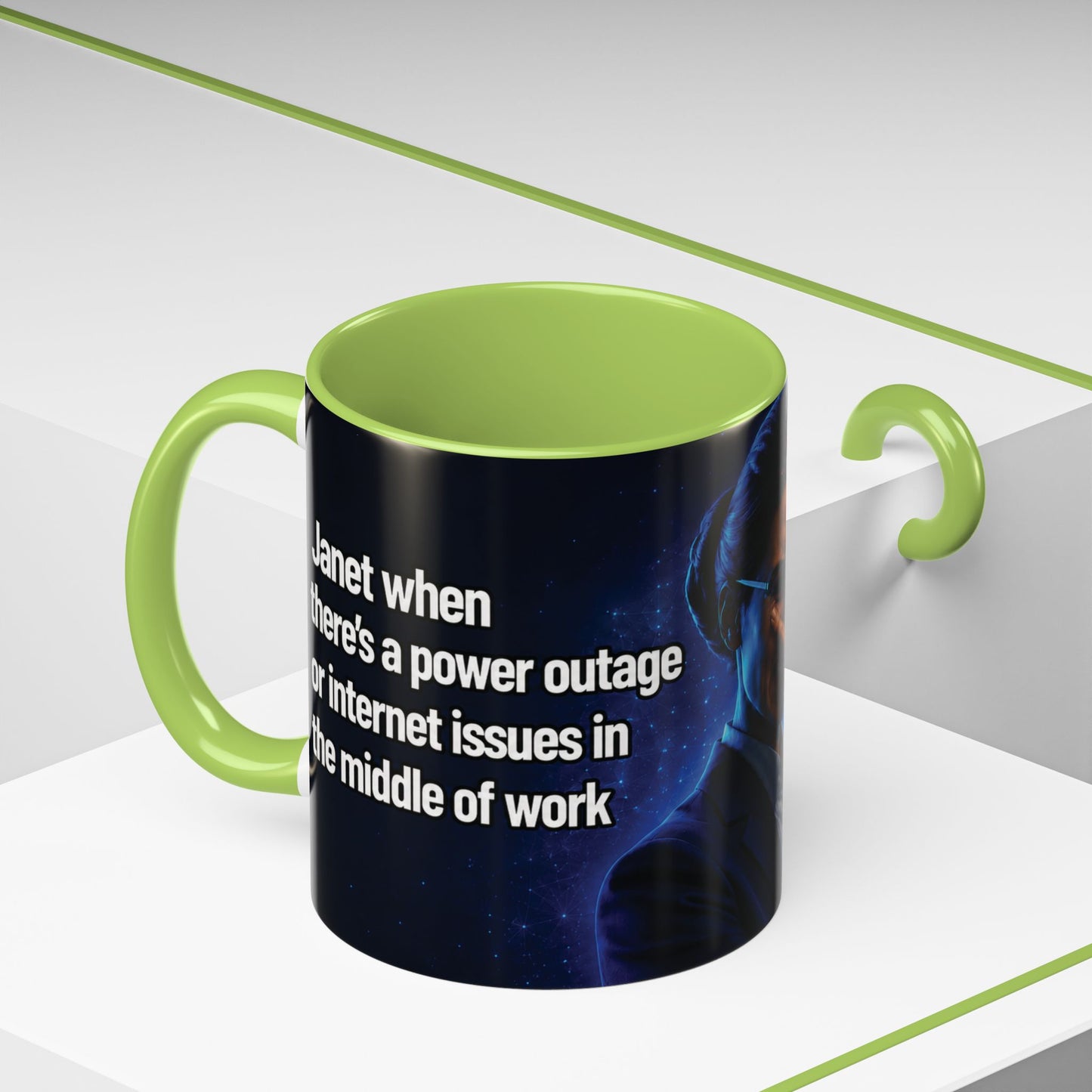 Janet Meme Mug – “Power Outage or Internet Issues” (USA FULFILLMENT)