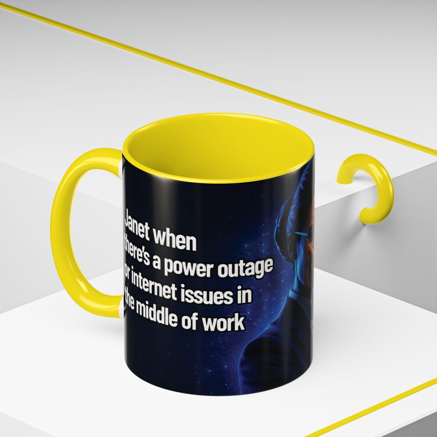 Janet Meme Mug – “Power Outage or Internet Issues” (USA FULFILLMENT)
