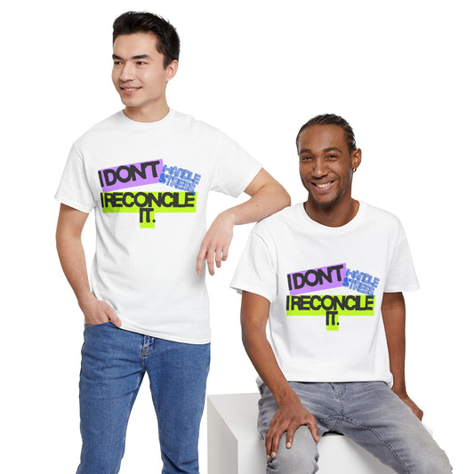 Unisex Heavy Cotton Janet From Accounts Tee - 'I Don't Handle Stress, I Reconcile It'