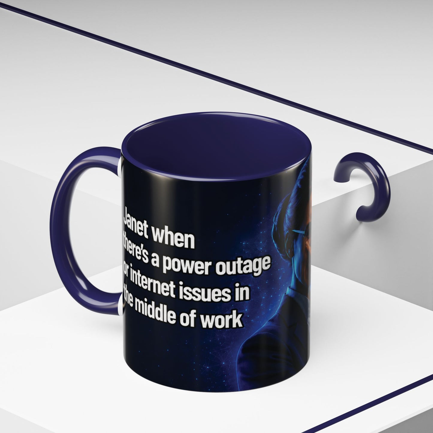 Janet Meme Mug – “Power Outage or Internet Issues” (USA FULFILLMENT)