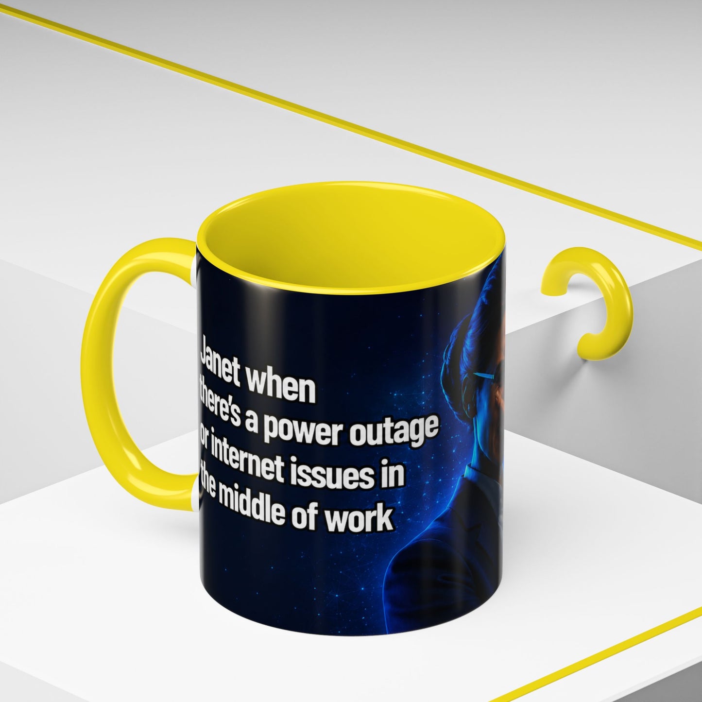 Janet Meme Mug – “Power Outage or Internet Issues” (EUROPEAN FULFILLMENT)