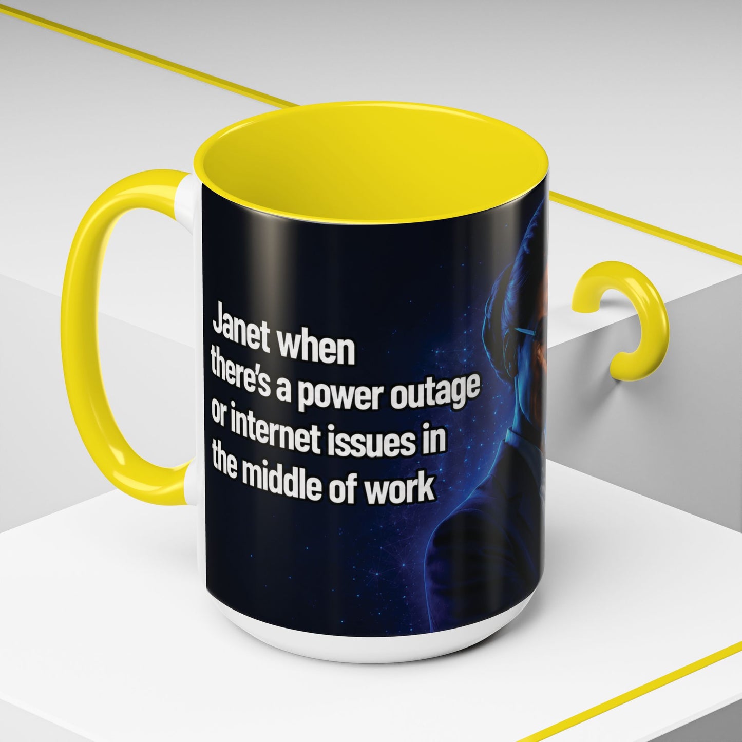 Janet Meme Mug – “Power Outage or Internet Issues” (USA FULFILLMENT)