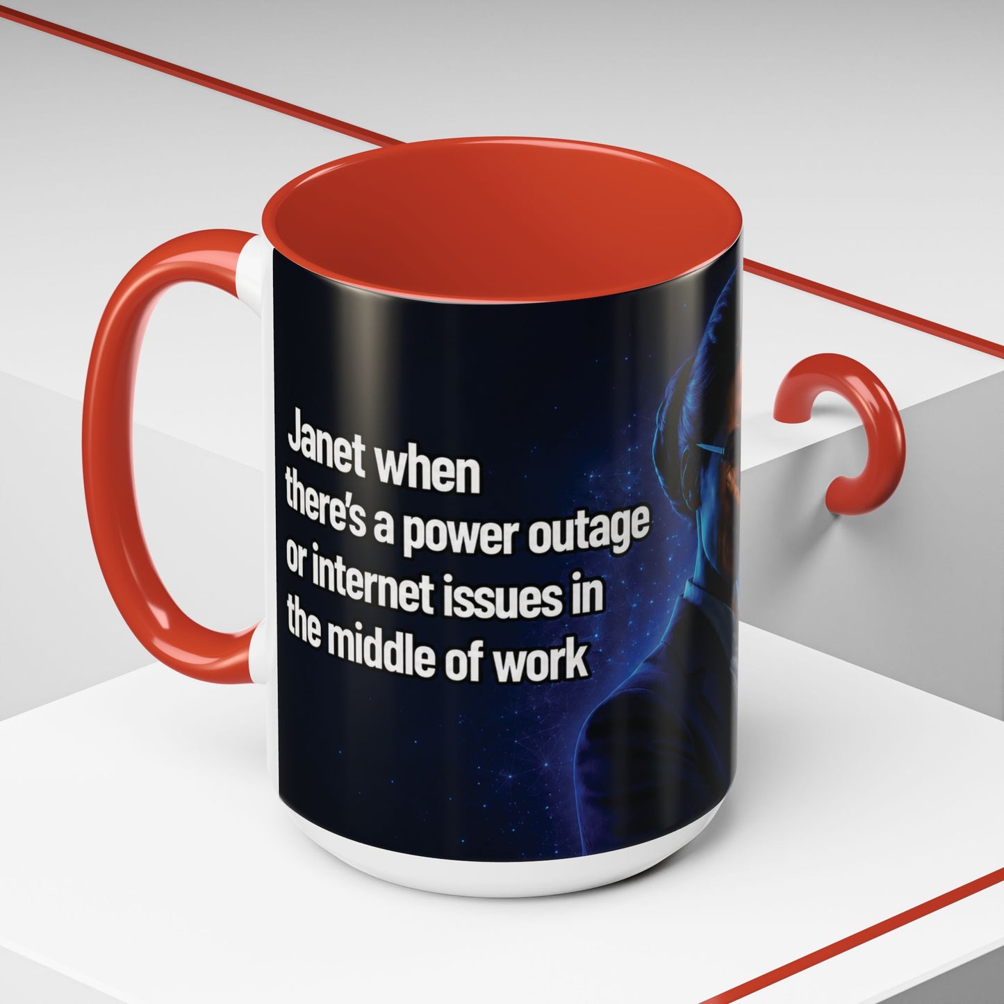 Janet Meme Mug – “Power Outage or Internet Issues” (USA FULFILLMENT)